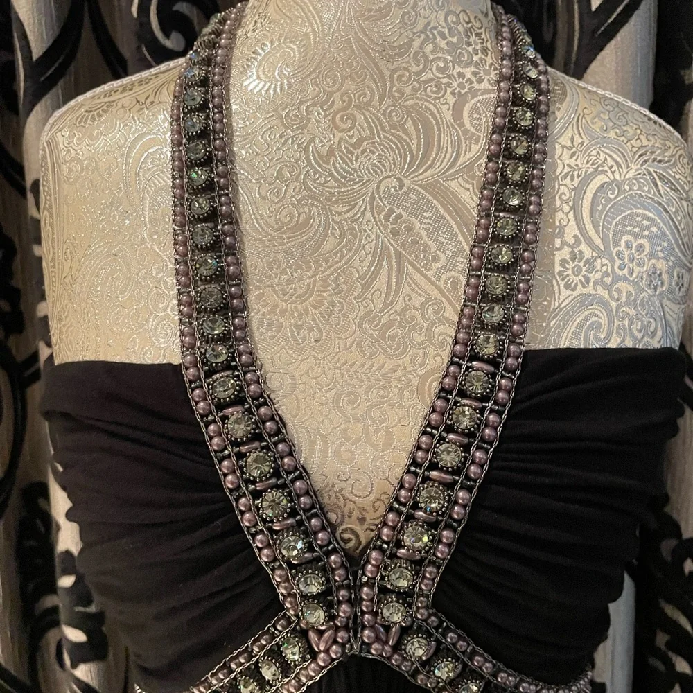 Sky Black Halter Top with Embellished Detail Small - Picture 6 of 11